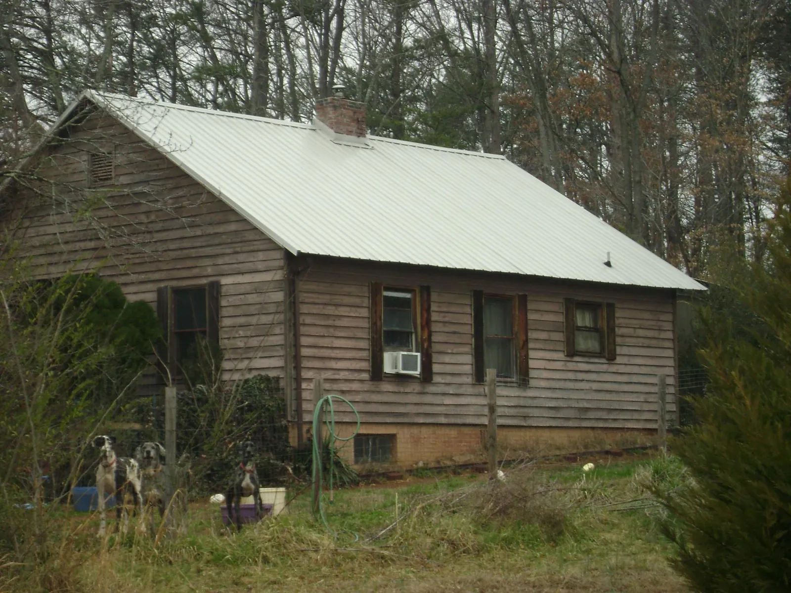 White metal roof on an old wood sided farmhouse, from a Metal Roof Installation job in Crystal City